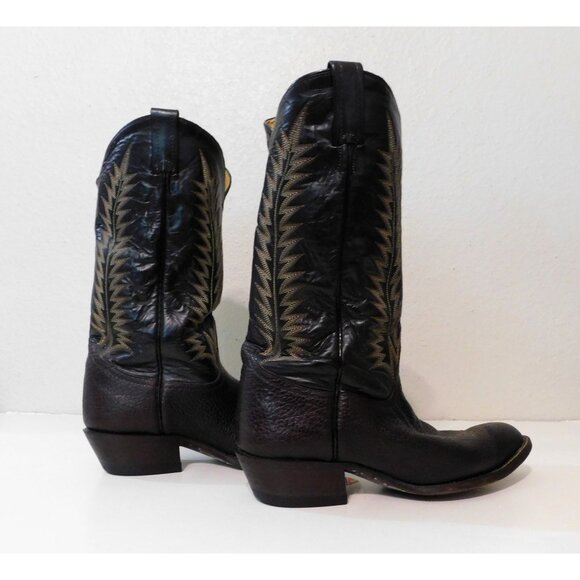 Tony Lama Vintage Leather Cowboy Boots Mens Size 9 EE Brown Western Style H4165 - Picture 8 of 12